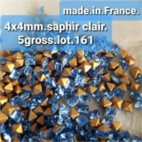 VTG FRANCE 4X4MM CRYSTAL GLASS SAPPH FOILED/STONES