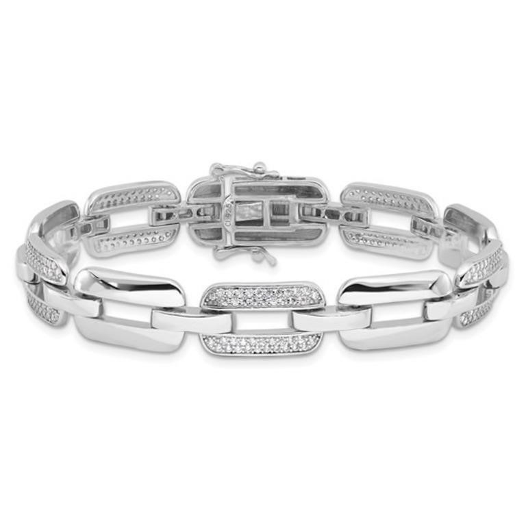 Sterling Silver Rhodium-plated Crystal Bracelet