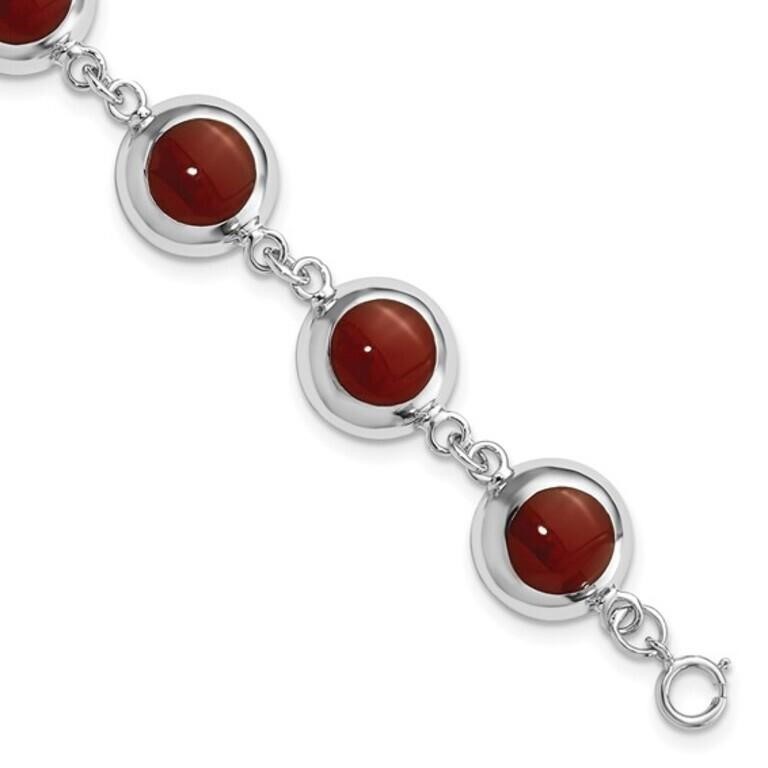 Sterling Silver Synthetic Coral Bracelet