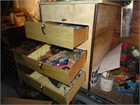 Wood Drawer Unit with Contents