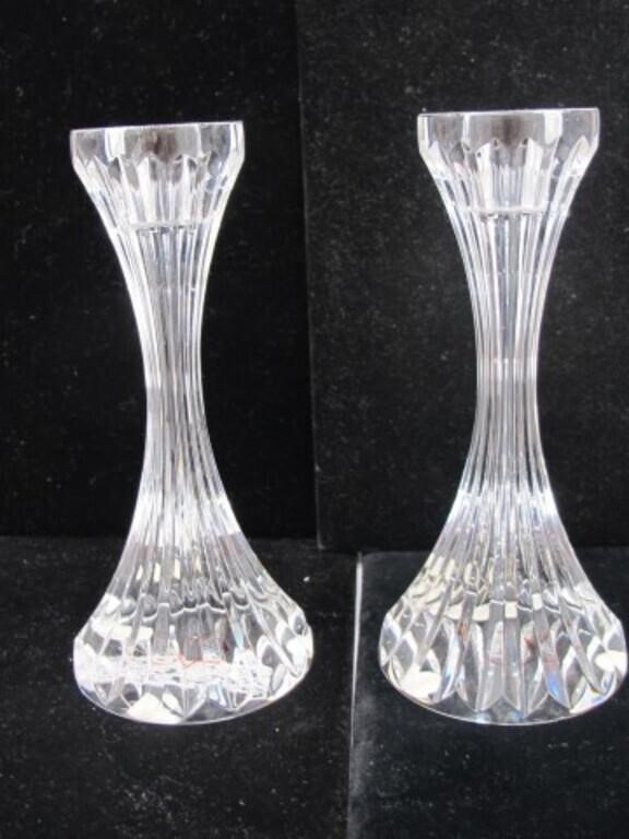 BACCARAT PAIR OF UNIQUE CANDLE STICKS 6 INCHES H