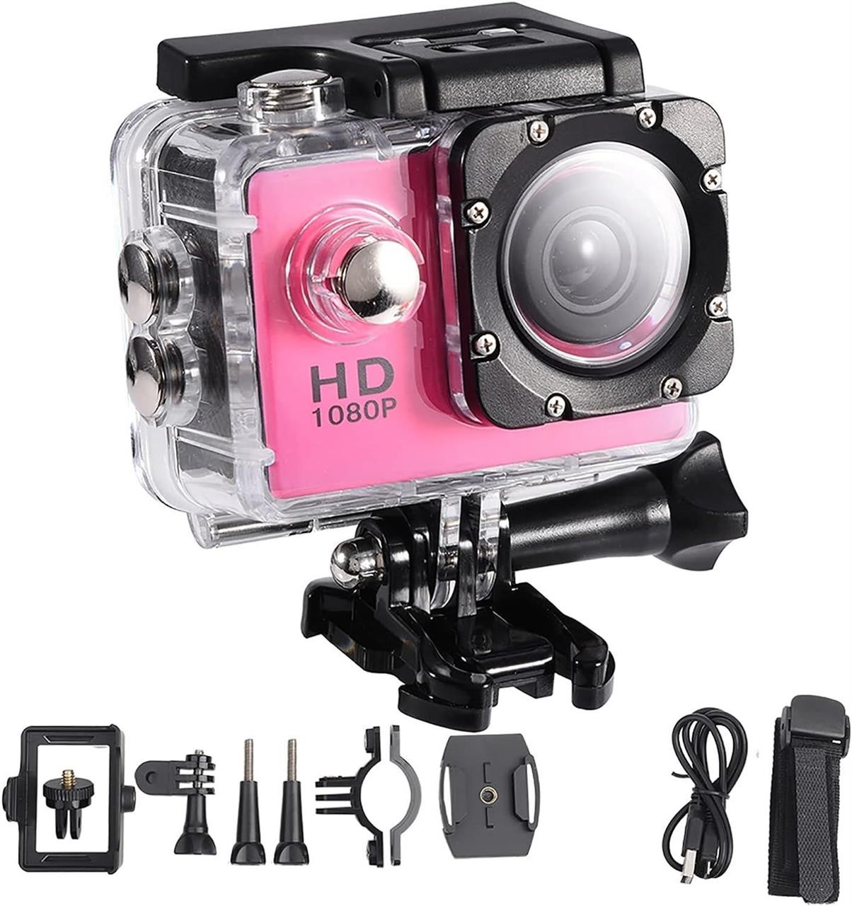 Action Camera Waterproof with Kit (Pink)