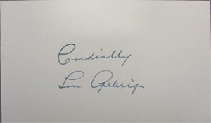 Lou Gehrig Signed Government Postcard