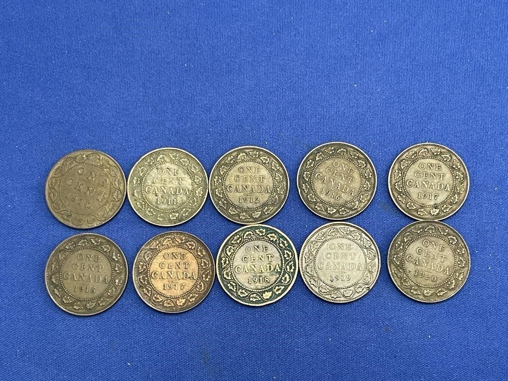 10 Large Canada Pennies