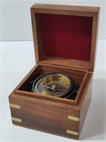 COMPASS IN WALNUT CASE BOX