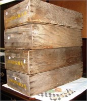 (4) Wooden blueberry lugs from Hodgman Farms in