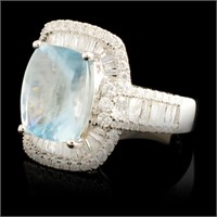 14K Gold Aquamarine 3.43ct & Diam Ring 1.30ct