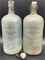 2 Antique Sunset Spring Water Glass Bottles