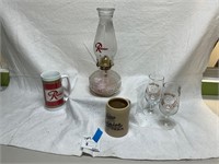 Rainier Oil Lamp, Mugs, Glassware