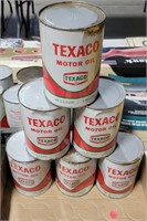 6 TEXACO MOTOR OIL FULL CANS