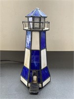 Leaded Stained Glass Lighthouse Lamp