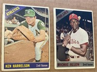 2 1966 Topps Baseball Harrelson/ Allen