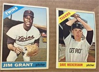 2 1966 Topps Baseball - Wickersham /Grant