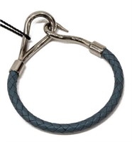 HERMES 'JUMBO' BLUE BRAIDED LEATHER BRACELET