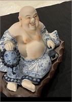 Big Chinese buddha statue with wood base in good m