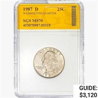 1987-D Washington Silver Quarter SGS MS70