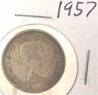 1957 Elizabeth II Canadian Silver Quarter
