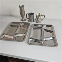 VINTAGE PRISON TRAYS AND PEWTER