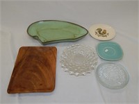 Frankoma Dish Wood Tray Crystal & More