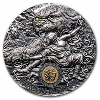 2023 2 Oz Silver Antique Shaolin Kung Fu Leopard