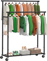 Double Rod Garment Rack on Wheels  45 Inches