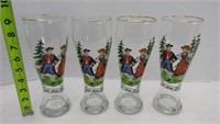 4 Vintage German Pilsner Beer Glasses