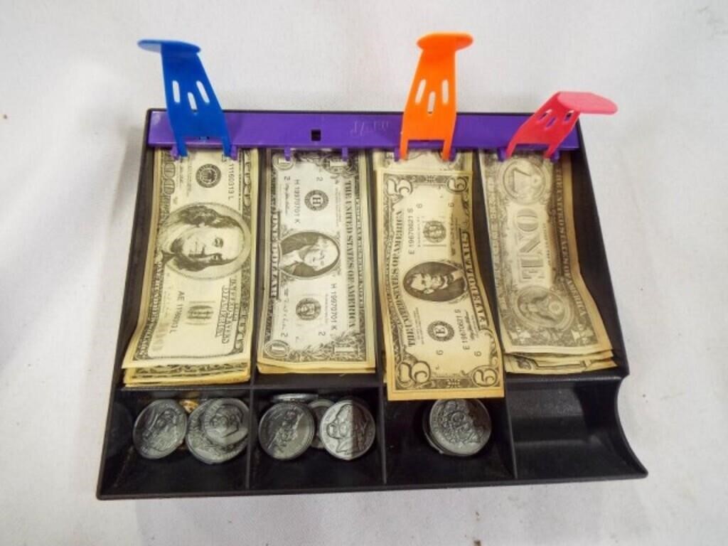 Play Money Cash Drawer With Coins and Dollar