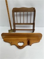 Wooden mail and paper towel holder and wooden