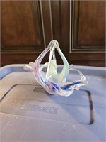 Murano Italian multi color glass basket