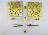 2 French Brass Table Coasters Nut Crackers