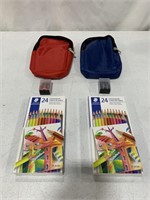 PENCIL CRAYON SET WITH CASES AND PENCIL SHARPENER