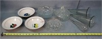 3-Bowls, Clear Glass, & Vases