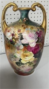 France Hand Painted Double Handle Vase