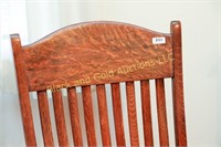 Oak quarter-sawn rocker, upholstered seat