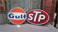2 metal signs Gulf 12 round