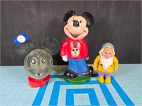 Asst vintage Disney items Mickey Mouse & Dwarf