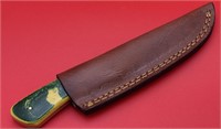 Damascus Knife w/Leather Sheath