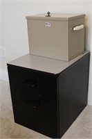 Two drawer cabinet w/ locking file box