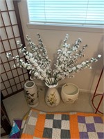 2 Vases and 1 Decorative Waste Basket