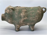 Ceramic Pig Sculpture 8.5in T x 14in L