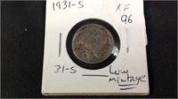 1931S buffalo nickel low mintage