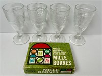 VTG MILLE BORNS FRENCH CARD GAME W/ FRENCH GOBLETS