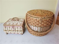 2 vintage sewing baskets