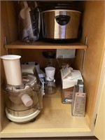 Contents of Kitchen Cabinet- Crock Pot, Blender,