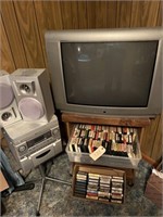 8 Track Collection with TV, Stereo, & Stands
