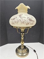 VTG Lamp Hand Painted Signed Fenton Ruffled 22" H