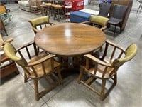 WOOD GAME TABLE AND 4 CHAIRS