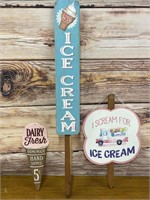 Three Ice Cream Signs 5 Cent Ice Cream Yard Sign