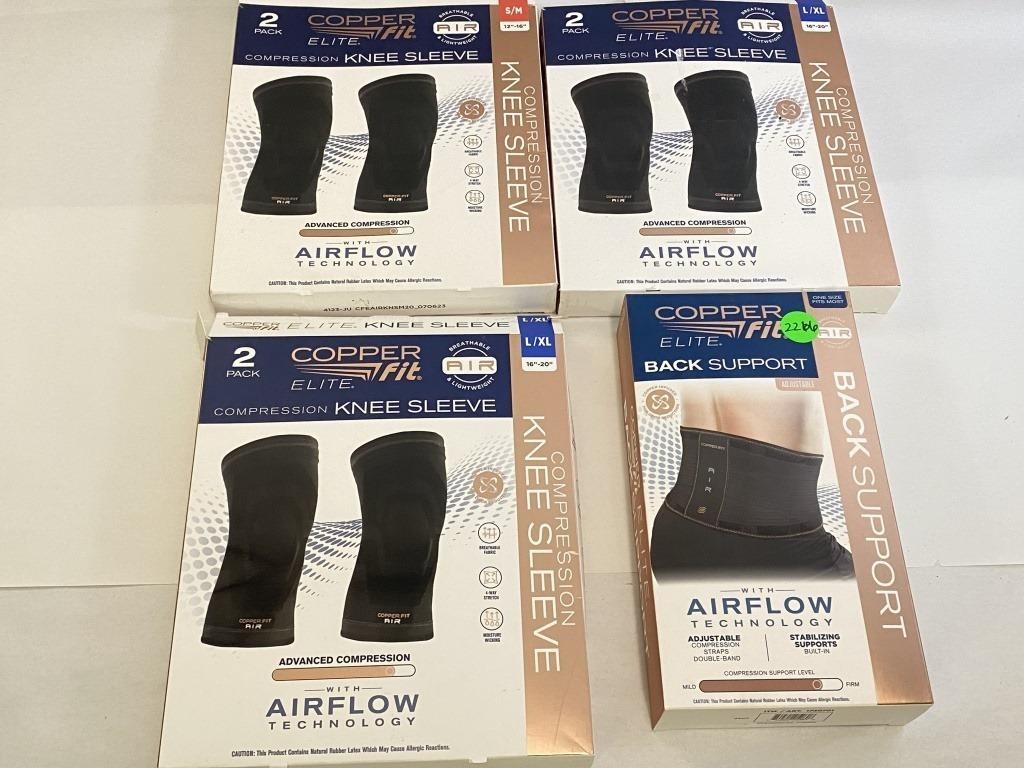 NEW Copper Fit Knee & Back Support Sleeves &