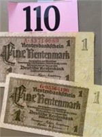 OLD BANK NOTE THIRD REICH GERMANY 1 RENTENMARK